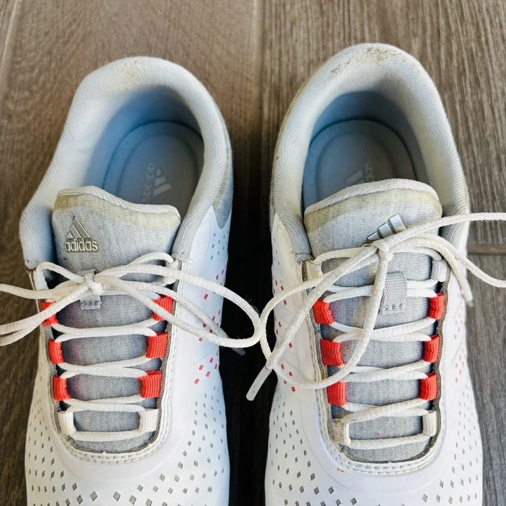 Adidas White/Orange and Gray Golf Spikeless Sneakers Shoes size 6.5